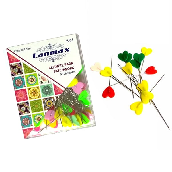 Alfinetes Coloridos Formato de Coração Lanmax (caixinha 50pç ) p24748