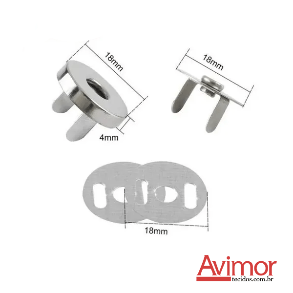 Botão Magnético Prata 18mm com 5 unidades GOB18N