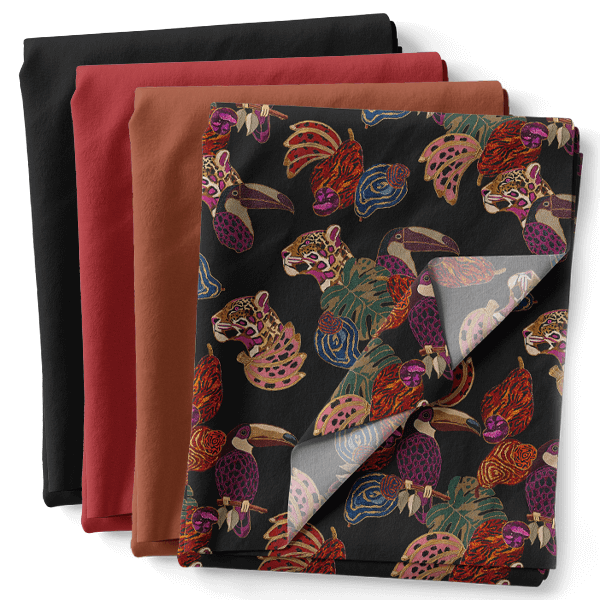 Composê Sarja Impermeável Estampada Selva Noturna + Sarja Lisa (0,50 x 1,50 mts)