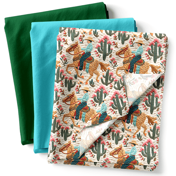 Composê Tricoline Digital Estampado Cavaleiro do Deserto + Tricoline Lisa (0,50 x 1,50)