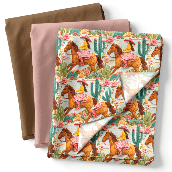 Composê Tricoline Digital Estampado Dama do Deserto + Tricoline ou Sarja Lisa (0,50 x 1,50)