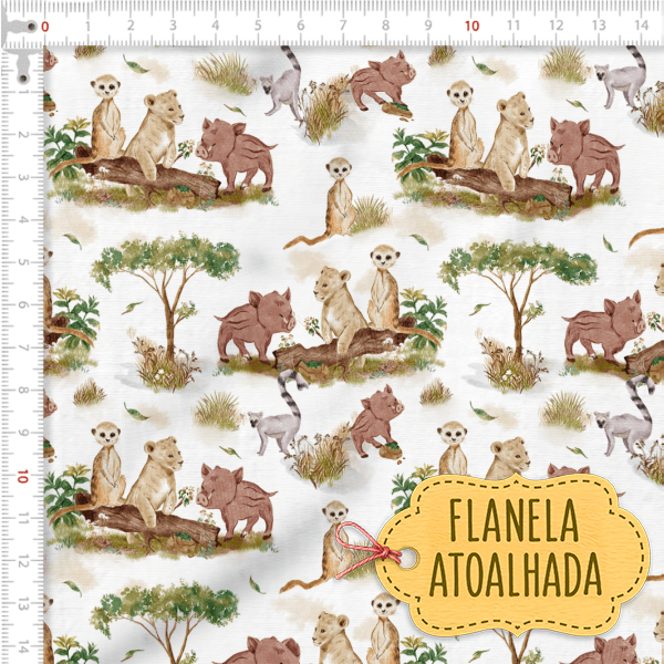 Tecido Flanela Baby Animais Safari