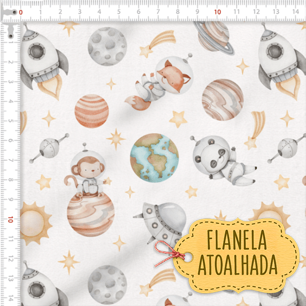 Tecido Flanela Baby Animais Espaciais
