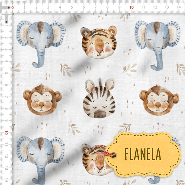 Tecido Flanela Baby Animais na Savana