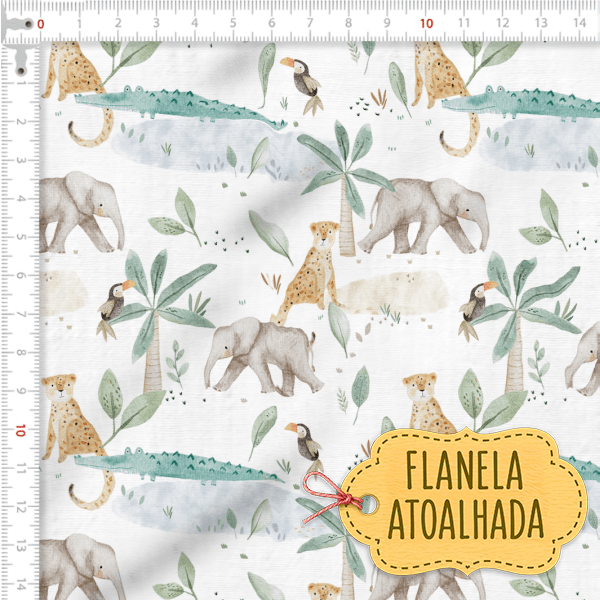 Tecido Flanela Baby Animais na Selva