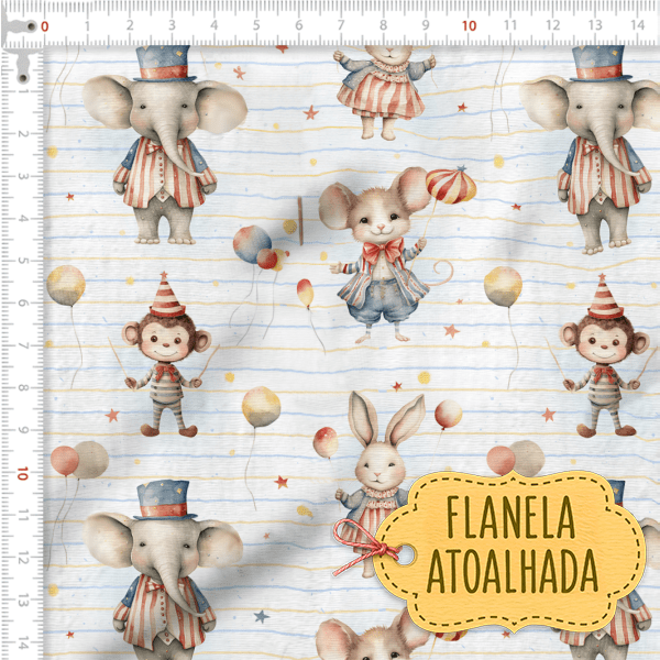 Tecido Flanela Baby Animais no Circo