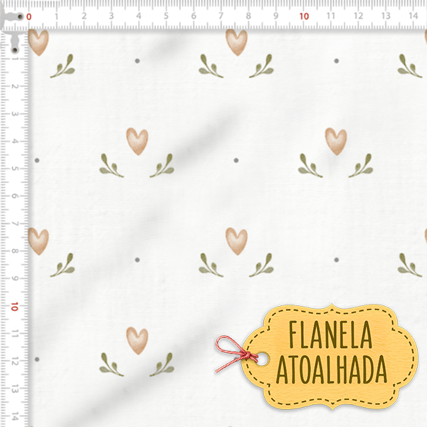 Tecido Flanela Baby Corações e Raminhos