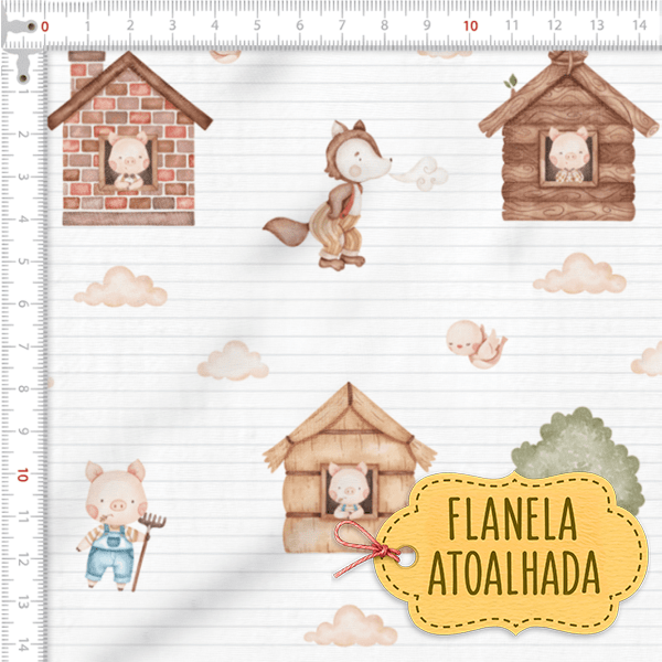 Tecido Flanela Baby Os 3 Porquinhos
