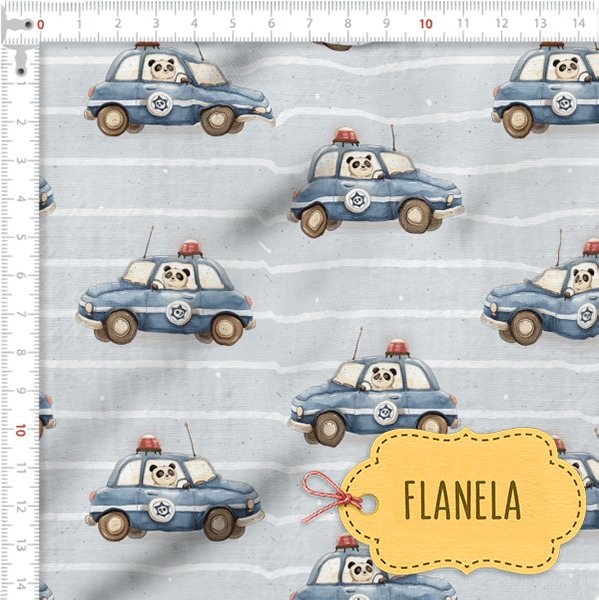 Tecido Flanela Baby Pandinha Motorista
