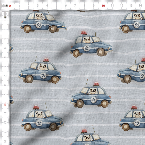 Tecido Fralda Estampada Pandinha Motorista 100% Algodão 60 x 70 cm