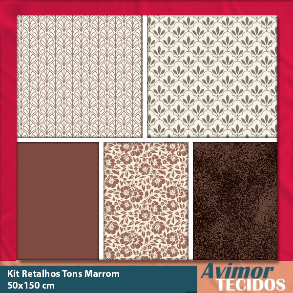Kit Retalho Tricoline 100% Algodão Tons Marrom 50x150 KITRET01
