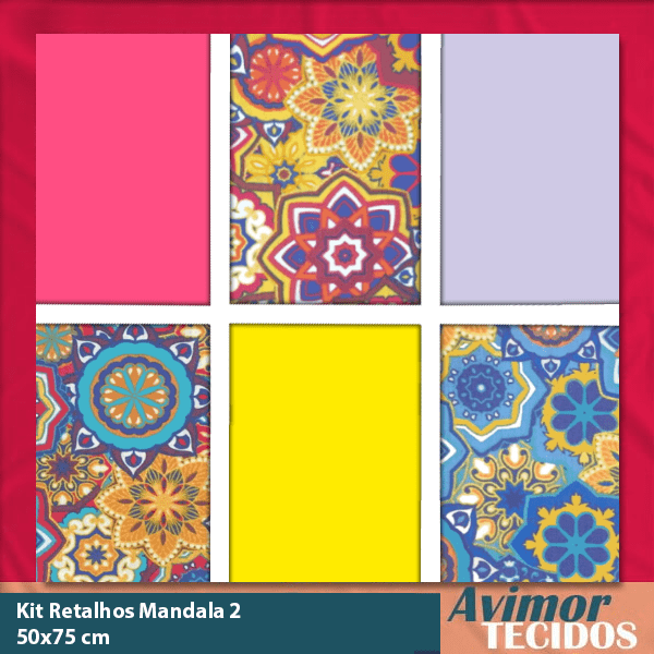 Kit Retalho Tricoline Mandalas 2 - 50x75 