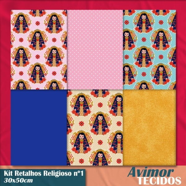 Kit Retalho Tricoline Religioso 1 (30 x 50cm)