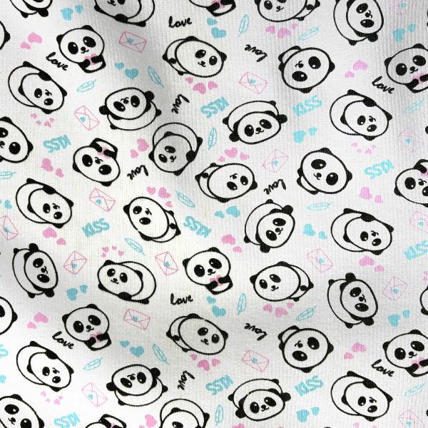 Malha Ribana Canelada Estampada Panda Love 425482