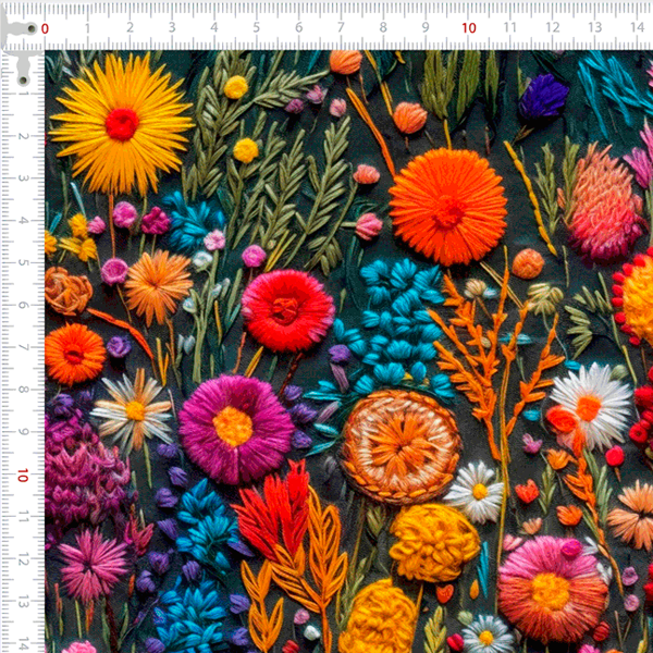 Sarja Impermeável 3D Flores Diversas Fundo Escuro | Avimor Tecidos