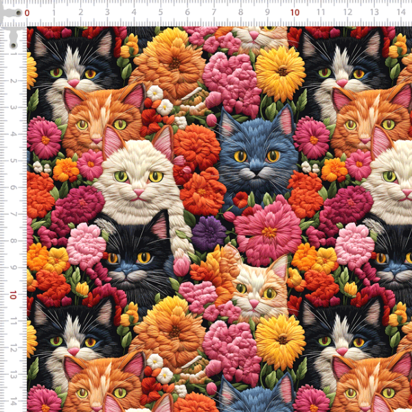 Sarja Impermeável 3D Gatos Florais 9100e10471