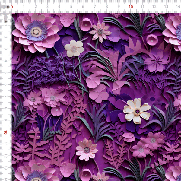 Sarja Impermeável Estampada 3D Arranjo Violeta Floral 9100e11101