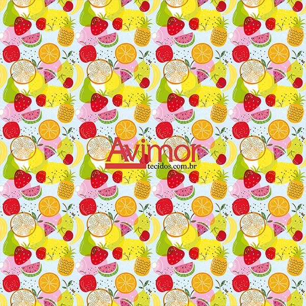 Sintético Doll Estampado Frutas Tropicais | Avimor Tecidos