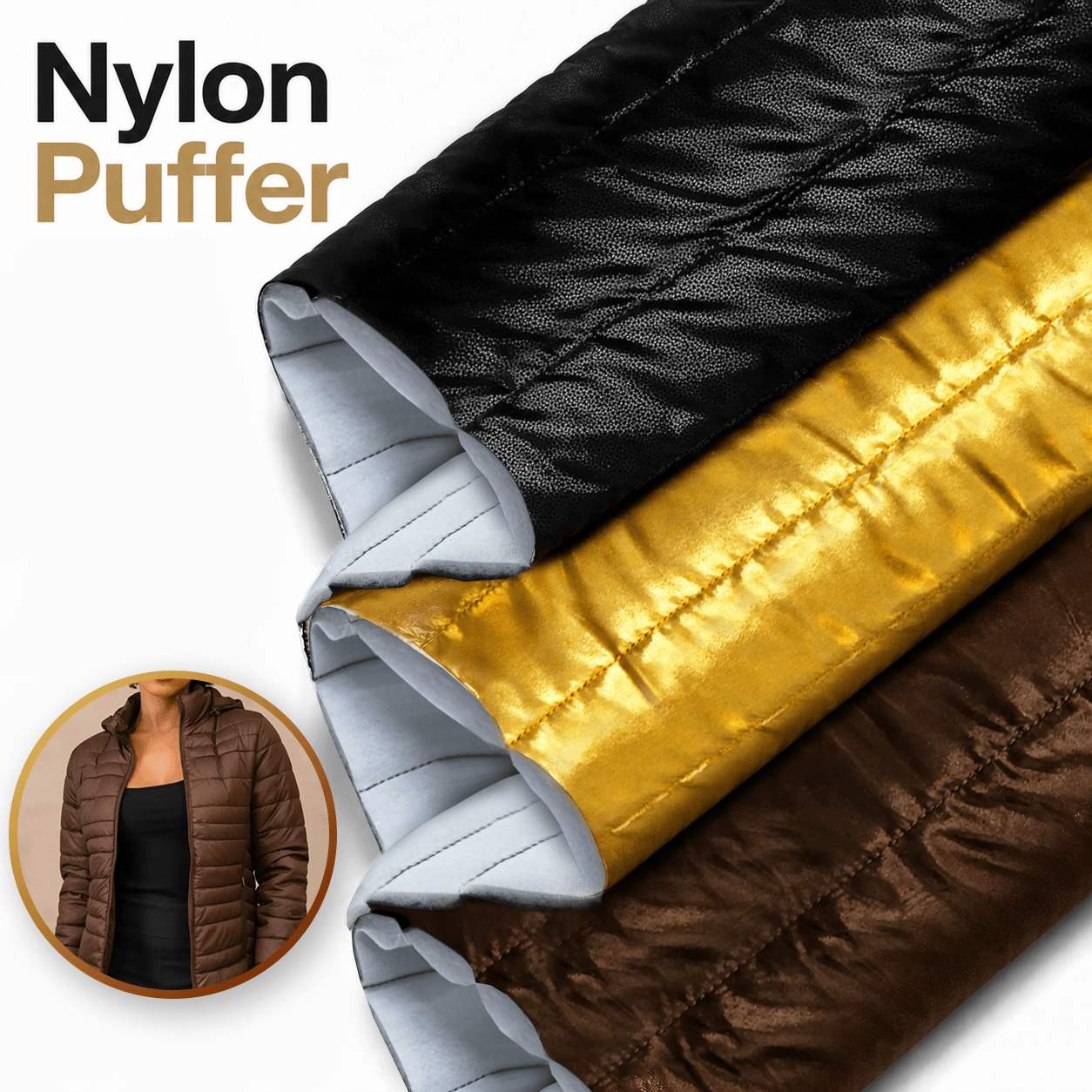 Nylon Puffer Listrado Cores 100152