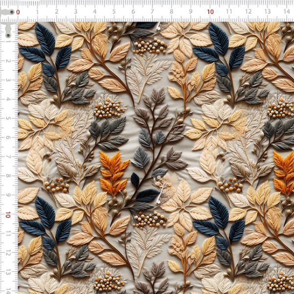Tecido Tricoline Digital 3D Ramos de Outono 9100e10952
