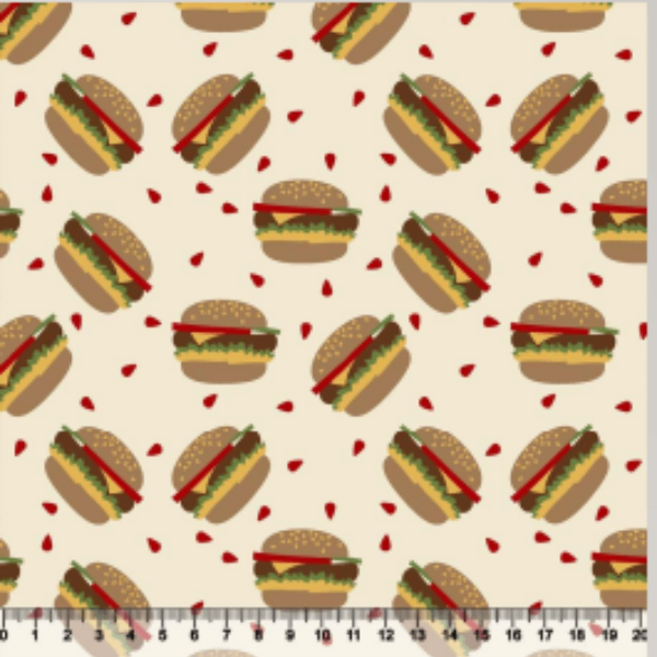 Tecido Tricoline Estampado Hamburguer 3248v2