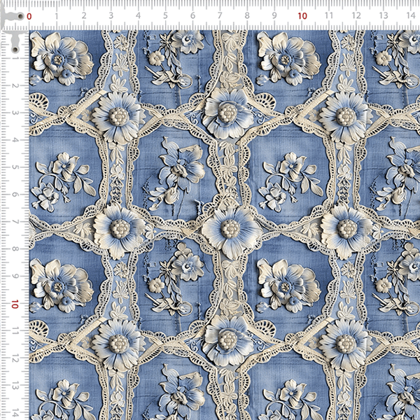 Sarja Impermeável Estampada Jeans Renda Floral Vintage 9100e15740