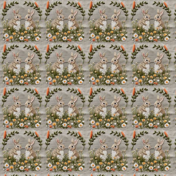 Tecido Tricoline Digital 3D Guirlanda Coelhos de Páscoa 9100e14430