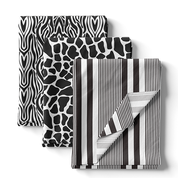 Composê Tecido Sarja Impermeável Zebra + Girafa + Listrado (0,50 X 1,50 MTS)