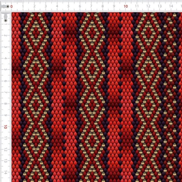 Corte Sarja Impermeável Ornamento Étnico Vermelho (0,50 x 1,50 mts)  RET9100e4801