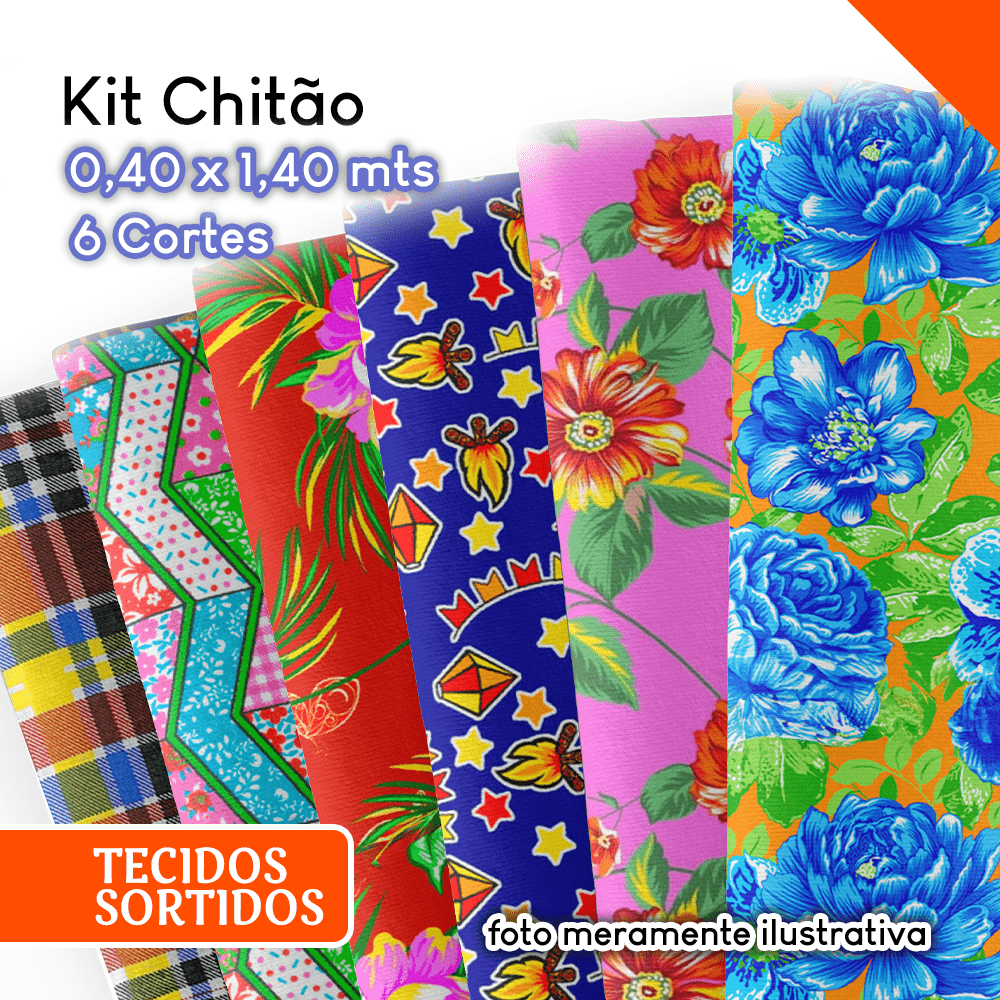Kit Chitão Florais Sortidos com 6 cortes de (0,40 X 1,40 MTS) KT029
