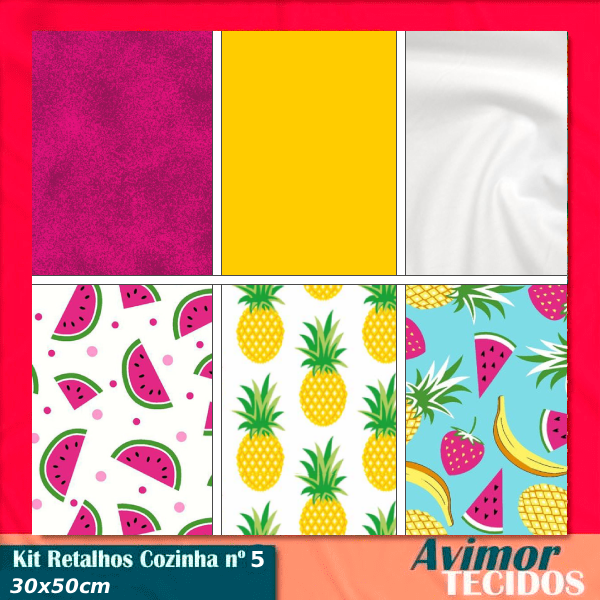 Kit Retalho Tricoline Cozinha 2 - 30x50