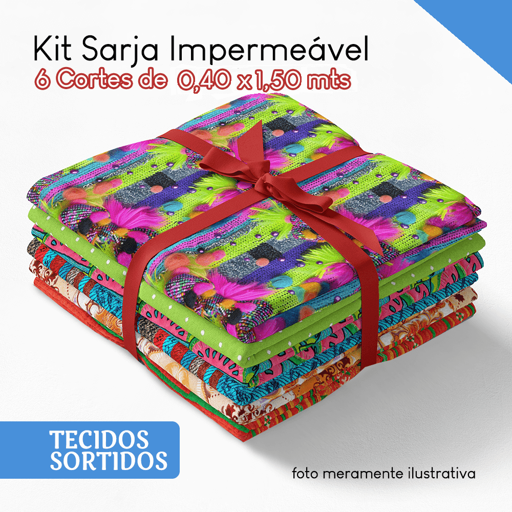 Kit Sarja Impermeável Sortidos com 6 cortes de 0,40 X 1,50 MTS KT033