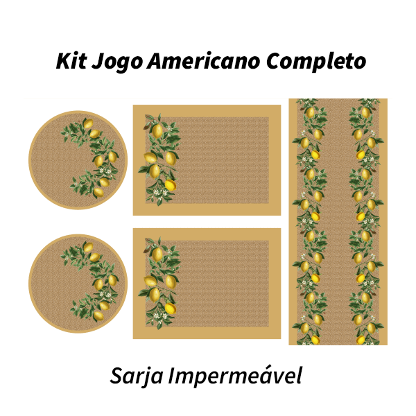 Kit Sarja Estampada Impermeável Jogo Americano Juta Siciliano 7100e5711