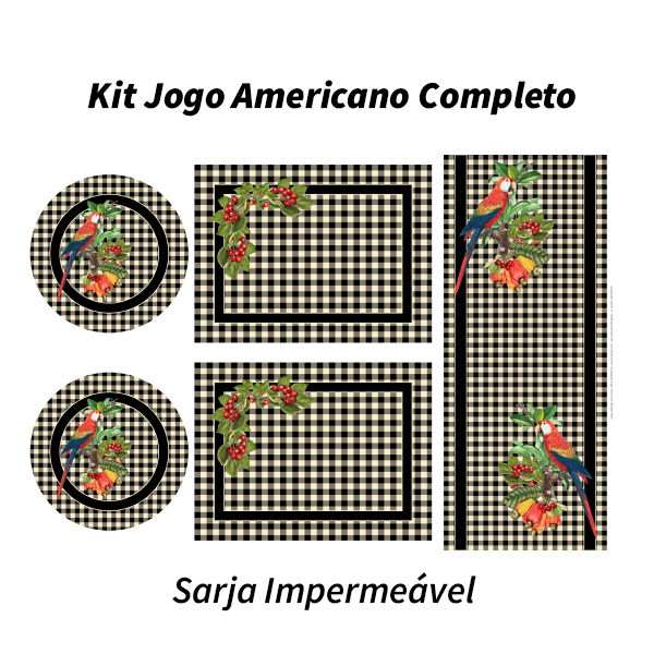 Kit Sarja Estampada Impermeável Jogo Americano Xadrez Tropical 9100e5710