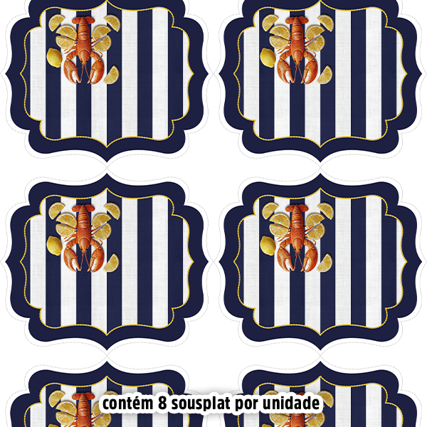 Kit Sarja Estampada Impermeável Sousplat Lagosta e Limão Siciliano 9100E16569