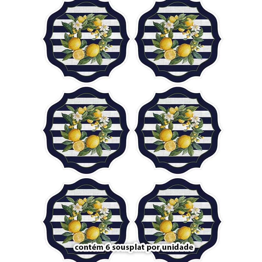 Kit Sarja Estampada Impermeável Sousplat Limão Siciliano 9100E16548