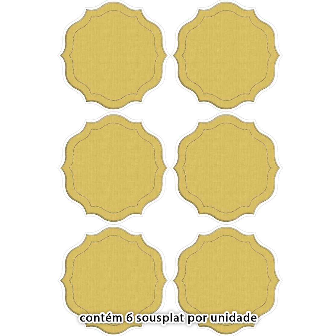 Kit Sarja Estampada Impermeável Sousplat Liso Amarelo 9100E16574