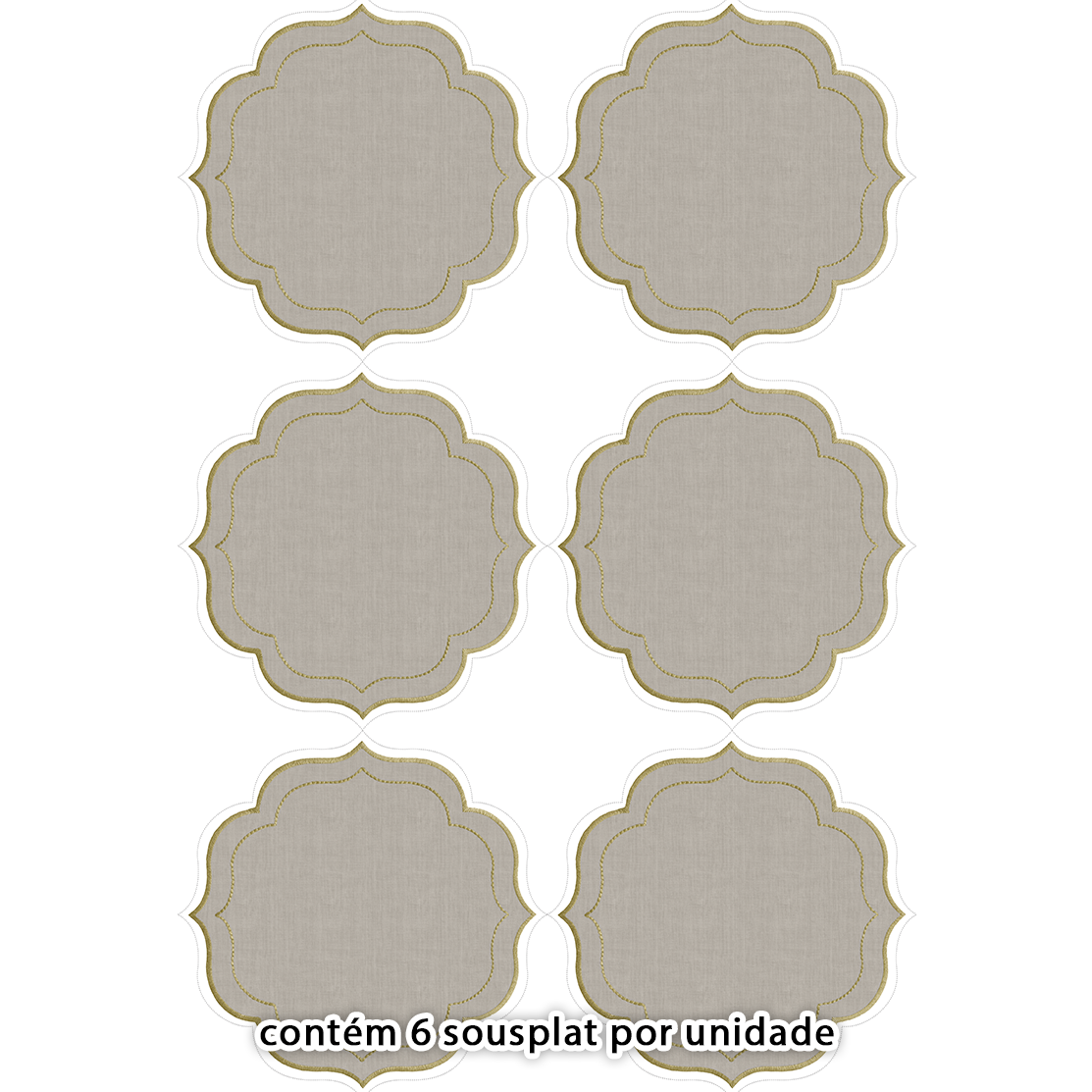 Kit Sarja Estampada Impermeável Sousplat Liso Cinza 9100E16571
