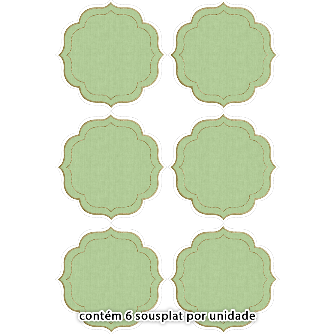 Kit Sarja Estampada Impermeável Sousplat Liso Pistache 9100E16573