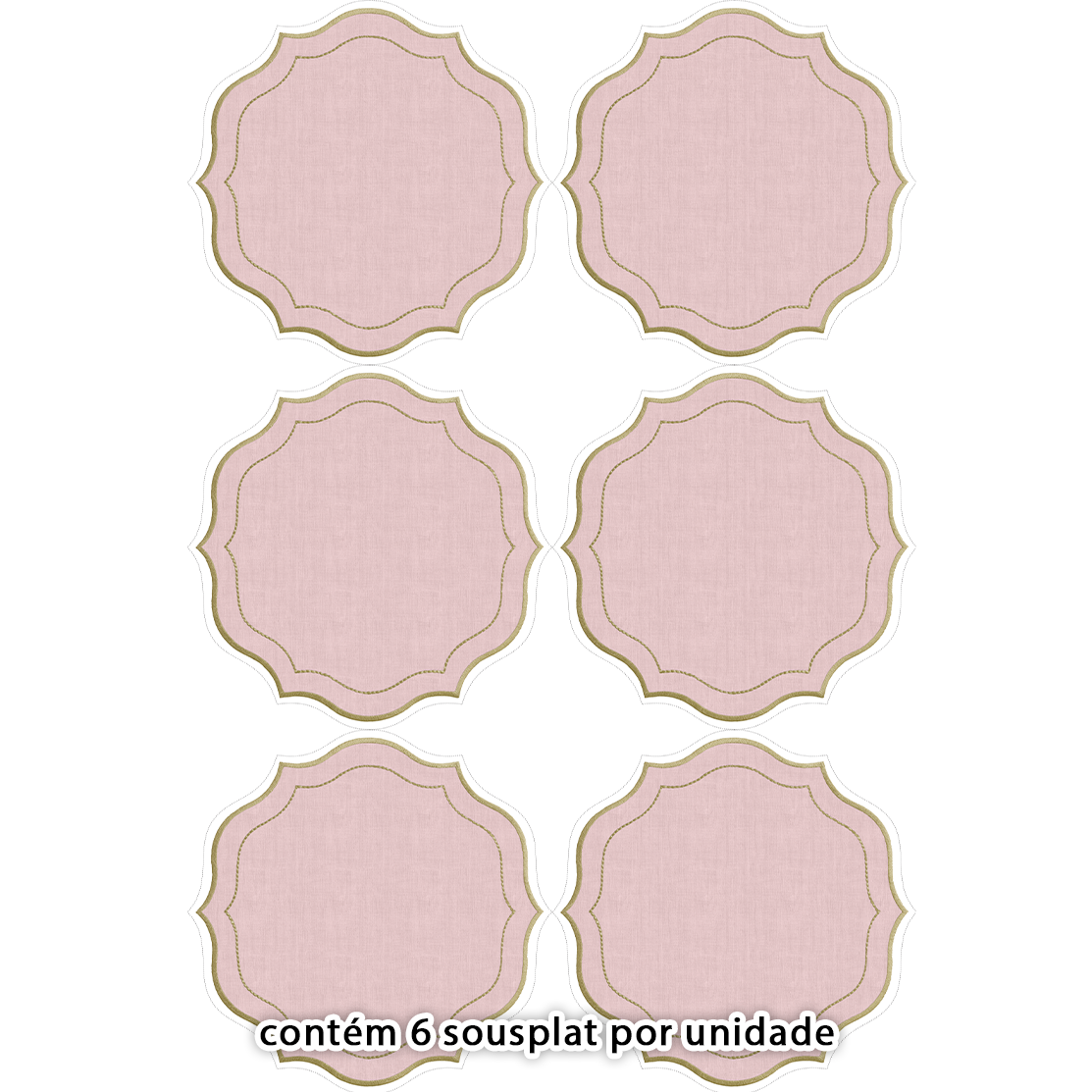 Kit Sarja Estampada Impermeável Sousplat Liso Rosa 9100E16566