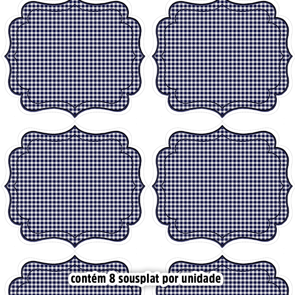 Kit Sarja Estampada Impermeável Sousplat Xadrez Azul Marinho 9100E16551