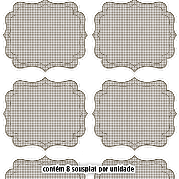 Kit Sarja Estampada Impermeável Sousplat Xadrez Cinza 9100E16553