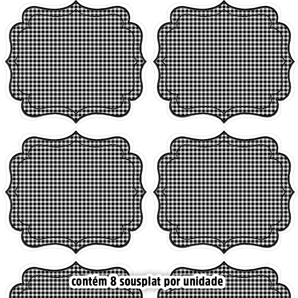 Kit Sarja Estampada Impermeável Sousplat Xadrez Preto 9100E16555