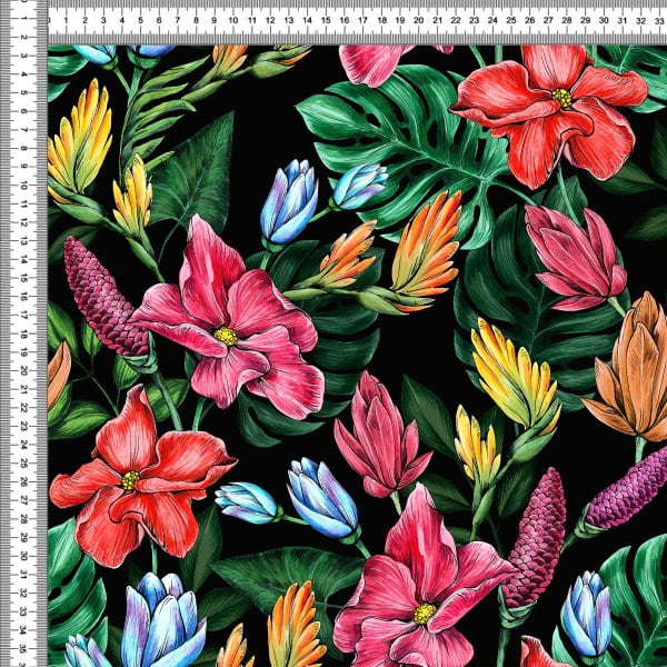 Sarja Estampada Impermeável Floral de Flores Aquarela Feito a Mão 9100e5601