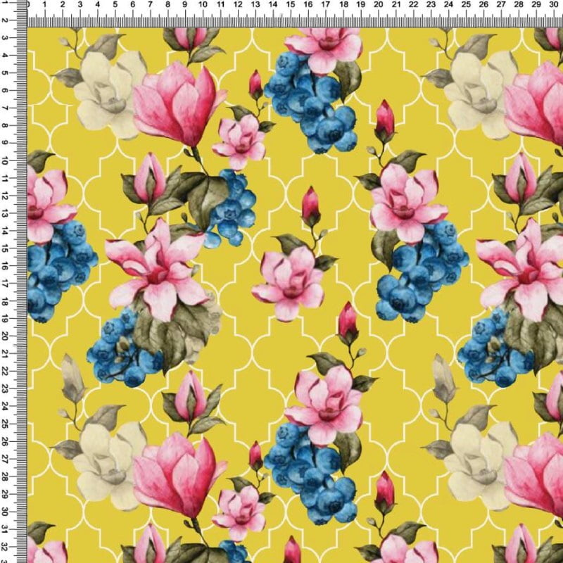 Sarja Estampada Impermeável Floral Fundo Geométrico 9100e5442