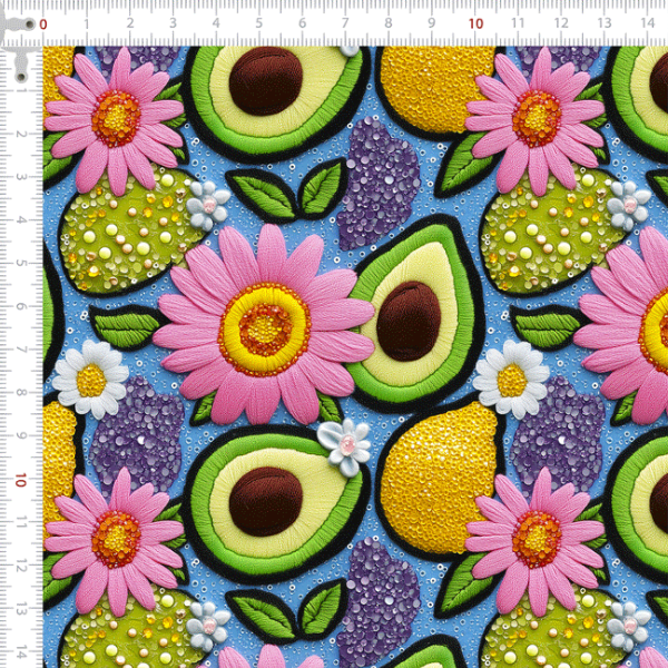 Sarja Impermeavel Estampada 3D Abacate com Flor 9100E15086
