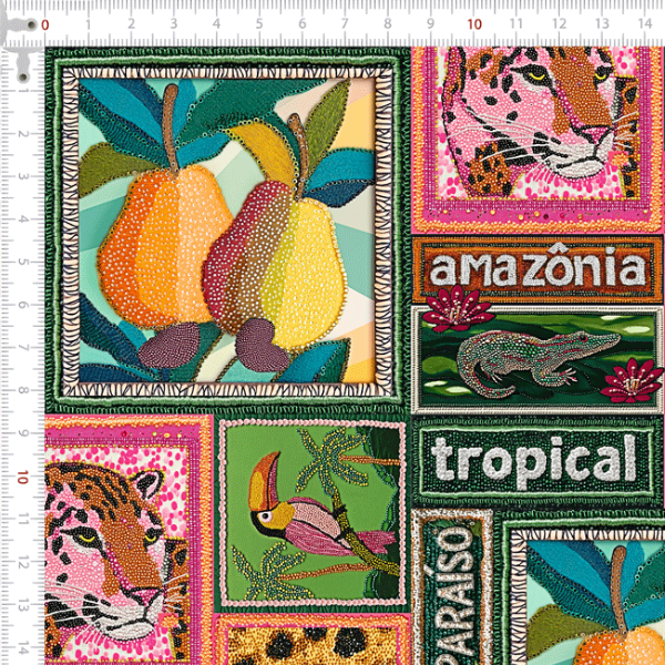 Sarja Impermeavel Estampada 3D Amazônia Tropical 9100E15182