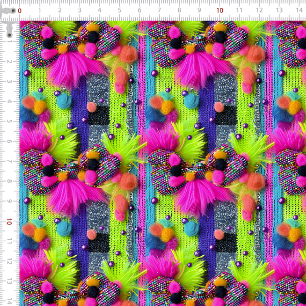 Sarja Impermeavel Estampada 3D Brilho e Pompons 9100E15081