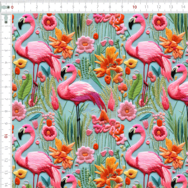 Sarja Impermeável Estampada 3D Flamingos Floral 9100e10627