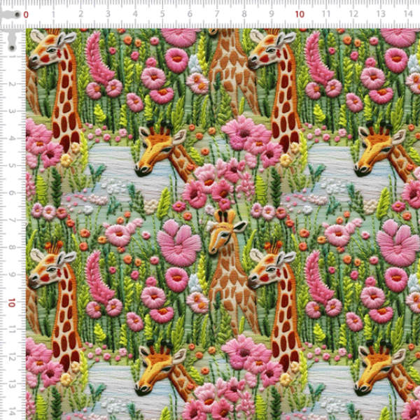 Sarja Impermeável Estampada 3D Girafas Floral 9100e10628